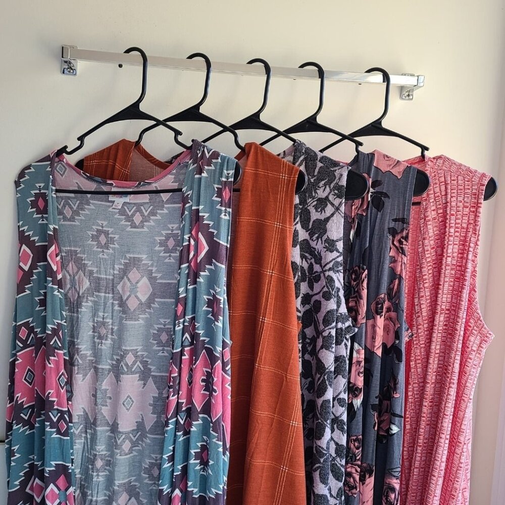 5 LuLaRoe Longline Duster M Maxi Sleeveless Print Coverup Open Front Casual